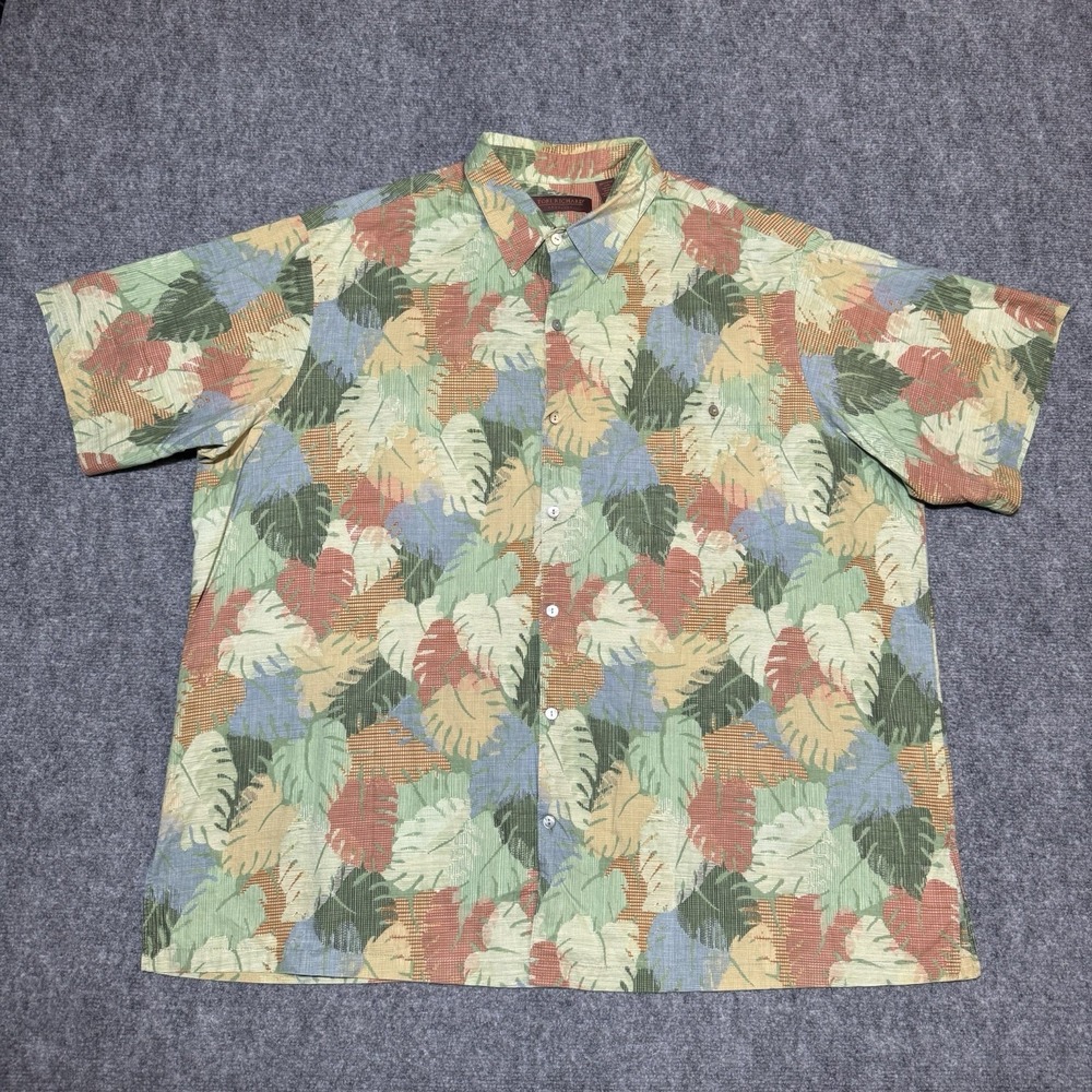 Tori Richard Button Up Mens 2XB Big‎ Hawaiian Floral Leaf Print Beach Outdoor